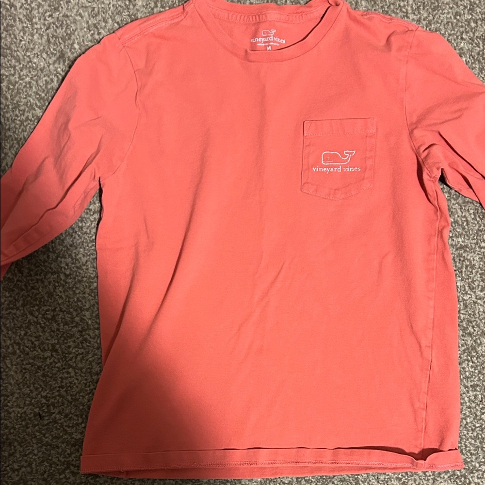 Vineyard Vines Kids Long Sleeve Shirt in Coral